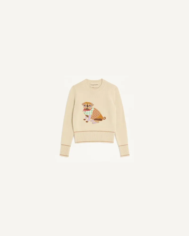 Valentino Garavani Le Chien De La Maison Pullover Mit Stickerei Frau BIRKE/MULTICOLOR Birke