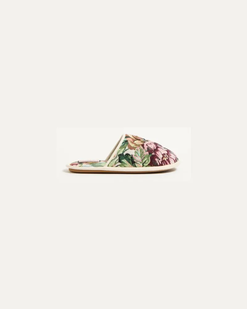 Valentino Garavani Ta Chambre Slide Aus Voyage Imaginaire Stoff Mann MULTICOLOR/ELFENBEIN Multicolor