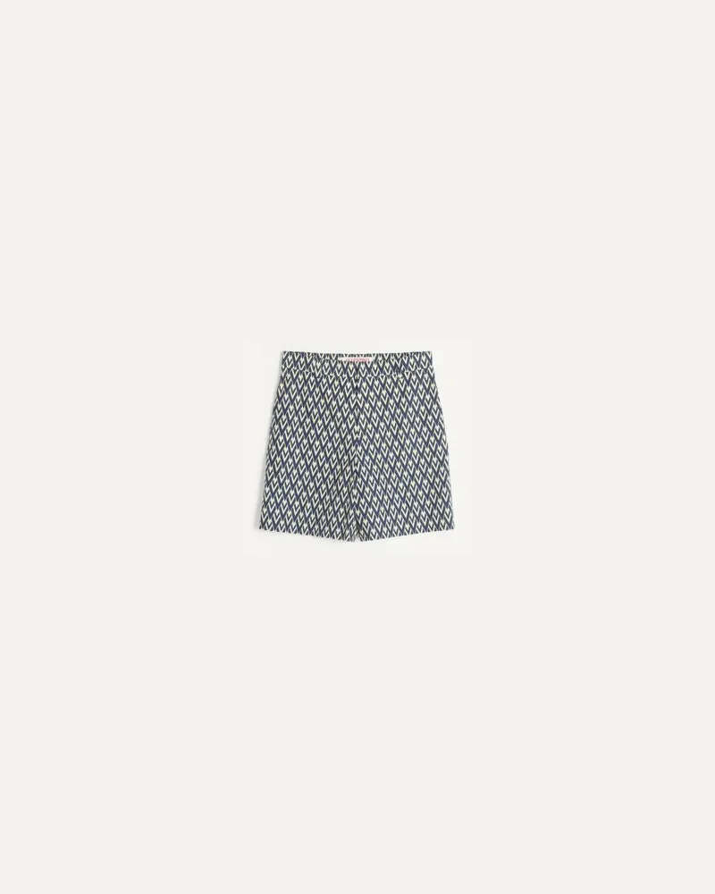 Valentino Garavani BERMUDAS AUS BAUMWOLLPOPELINE MIT TOUTE LA V-PRINT Mann MARINEBLAU/CREME Marineblau