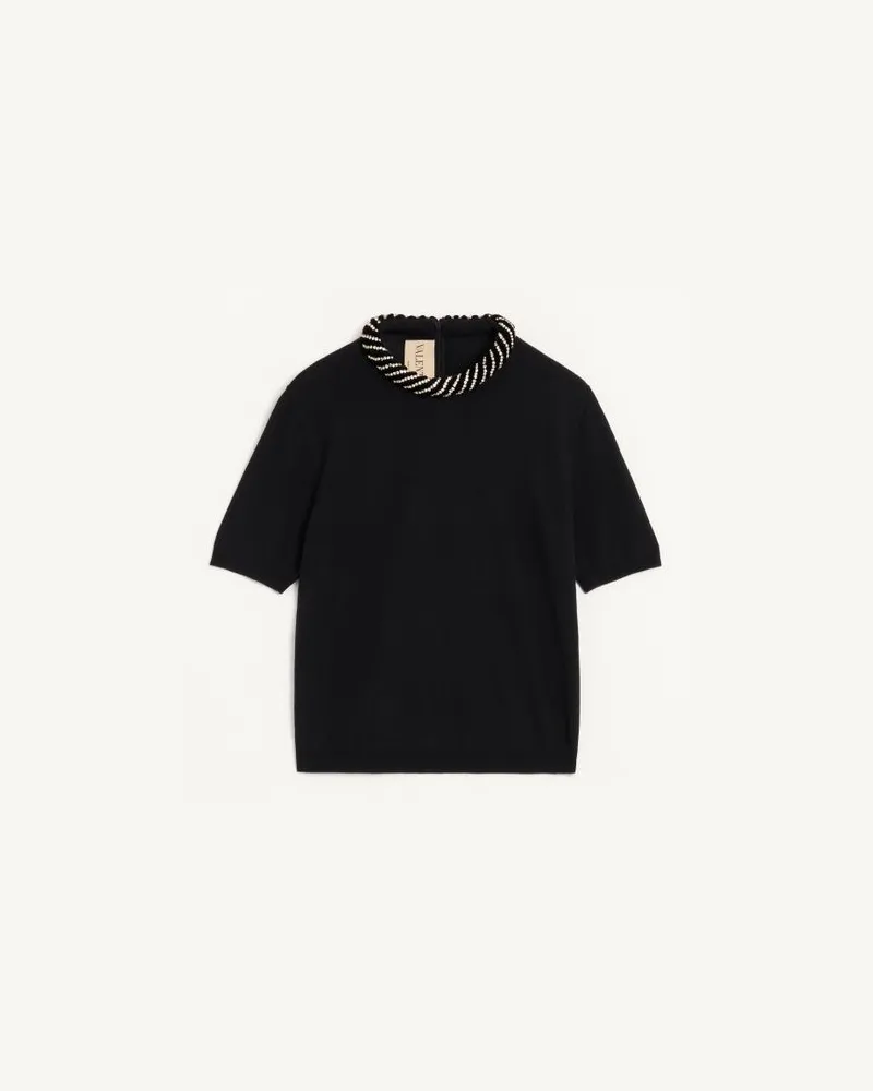 Valentino Garavani Bestickter Valentino Wollpullover Frau SCHWARZ Schwarz