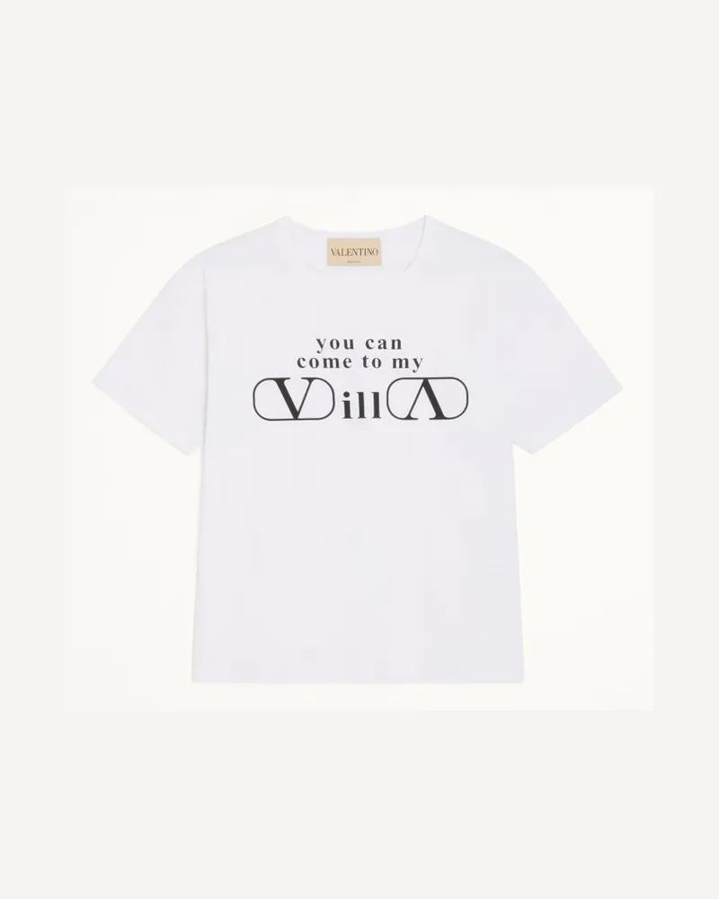 Valentino Garavani Valentino T-Shirt aus Baumwolljersey mit YOU CAN COME TO MY VILLA-Print Mann WEISS/ SCHWARZ Weiss