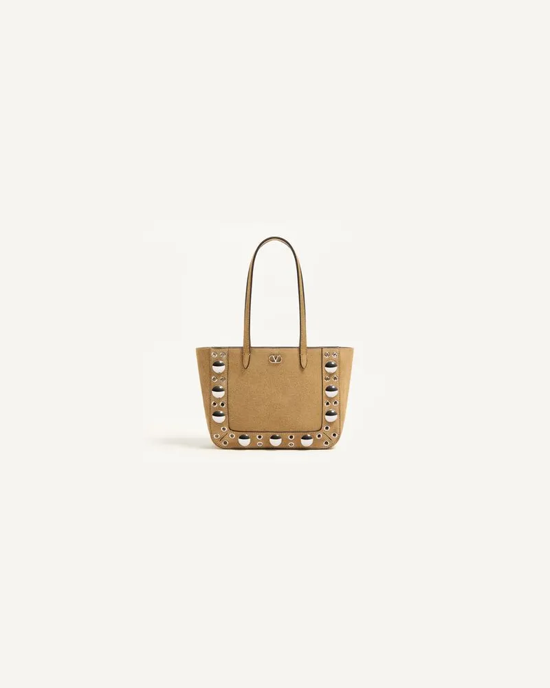 Valentino Garavani Valentino Garavani Nellcôte Mini-Einkaufstasche Aus Wildleder Frau HAVANA BEIGE Havana