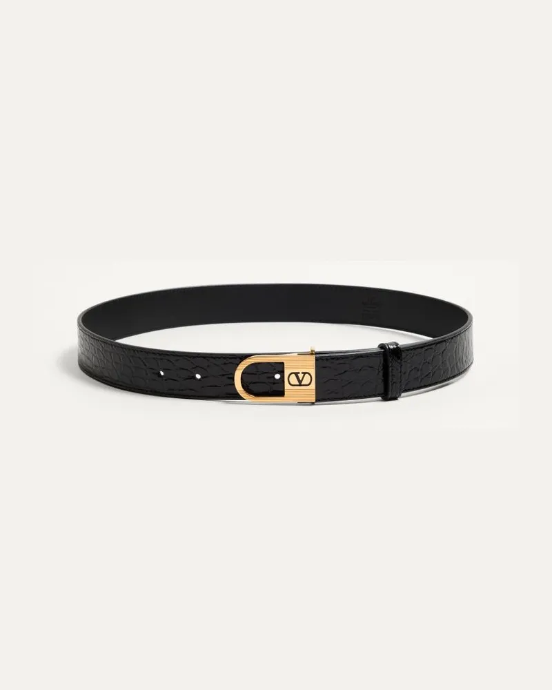 Valentino Garavani Valentino Garavani Vlogo Signature Krokodilgürtel Mann SCHWARZ Schwarz