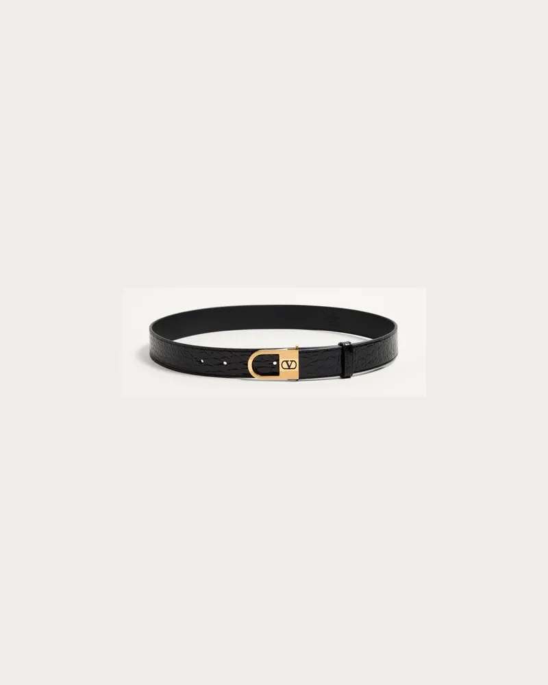 Valentino Garavani VLogo Signature Krokodilgürtel mit emailliertem Logodetail 30 mm Mann SCHWARZ Schwarz