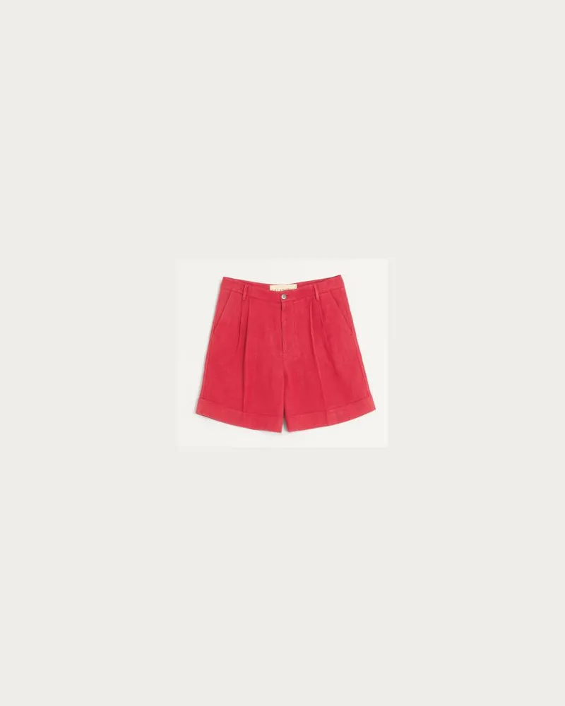 Valentino Garavani Bermudashorts Aus Leinen Mit Umschlag Mann KIRSCHROT Kirschrot