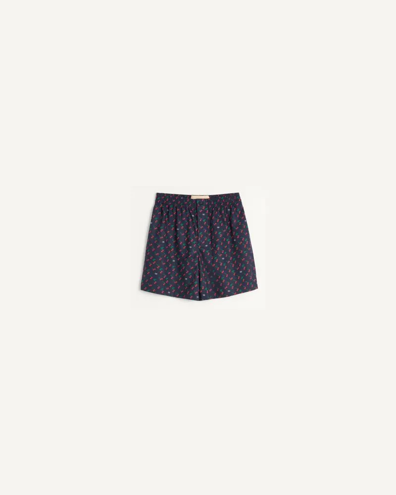 Valentino Garavani Bermudashorts Aus Baumwollpopeline Mit Cherryfic-Print Mann BLAU Blau