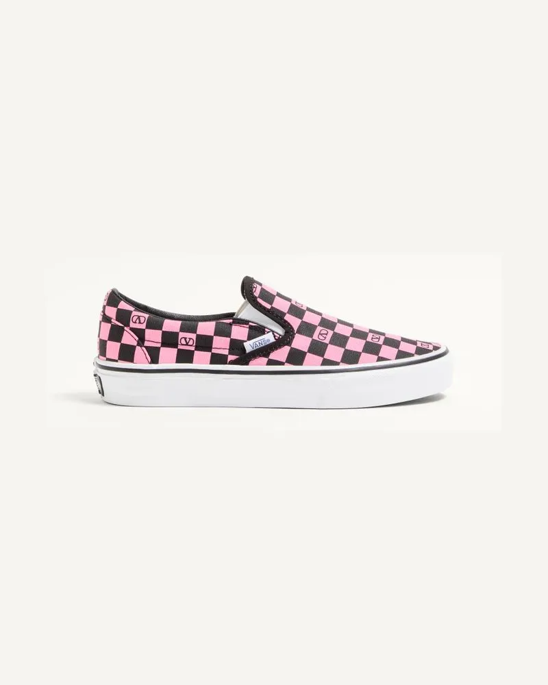 Valentino Garavani Valentino Garavani und Vans Slip-On-Sneaker aus Stoff mit VLogo-Schachbrettmuster Frau PINK ORCHID/SCHWARZ Pink