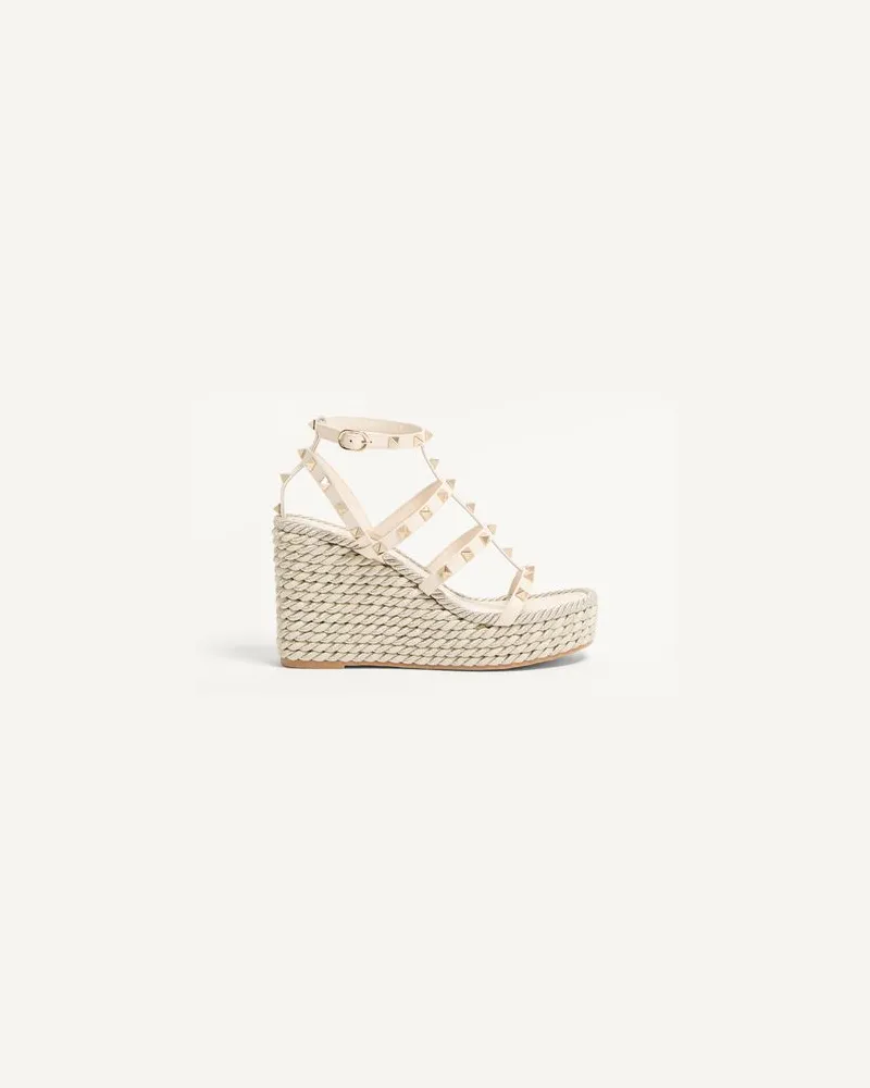 Valentino Garavani Wedges Rockstud Aus Kalbsleder Mit Riemchen Und 95 Mm-Absatz Frau LIGHT IVORY Light