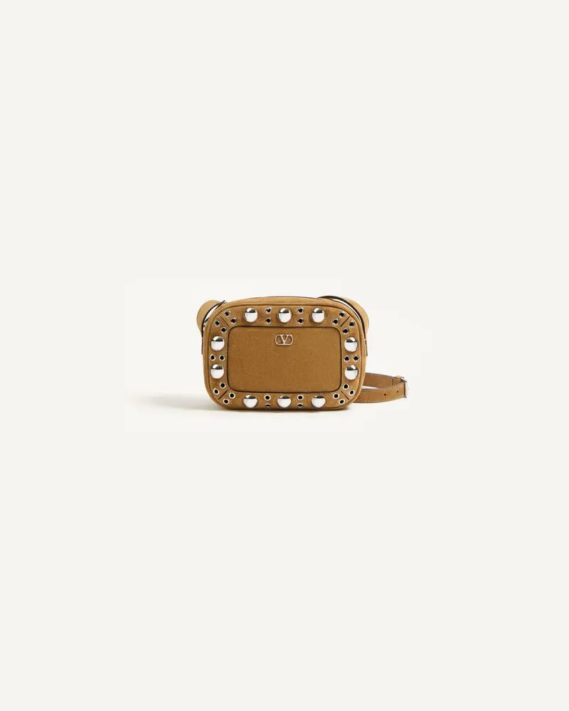 Valentino Garavani Valentino Garavani Nellcôte Umhängetasche Aus Wildleder Mann HAVANA BEIGE Havana