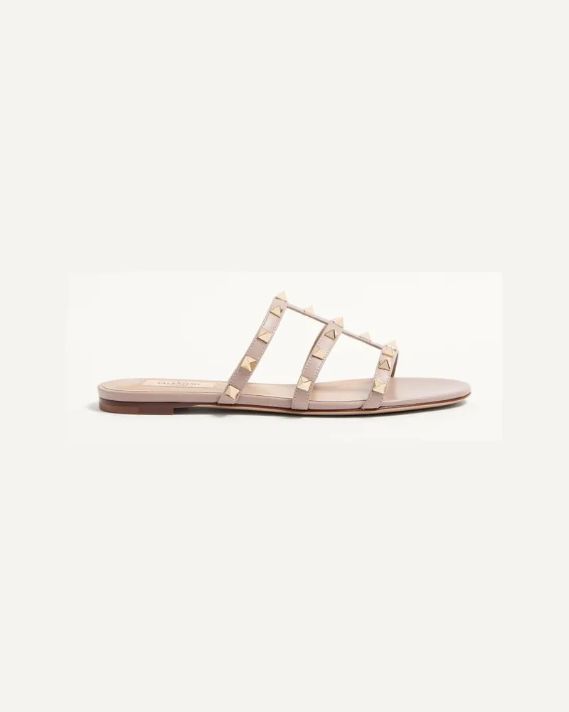 Valentino Garavani Flache Slider-Pantoletten Rockstud Frau POUDRE Poudre