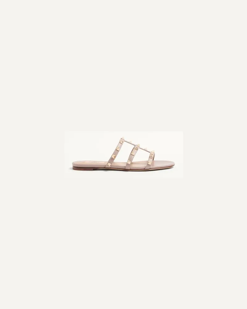 Valentino Garavani Flache Slider-Pantoletten Rockstud Frau POUDRE Poudre