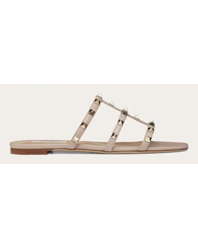 Valentino Garavani Flache Slider-Pantoletten Rockstud Frau POUDRE Poudre