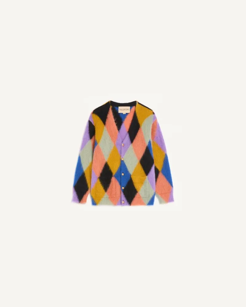 Valentino Garavani Valentino Mohair-Wollcardigan mit Rhombelle-Muster Mann MULTICOLOR Multicolor