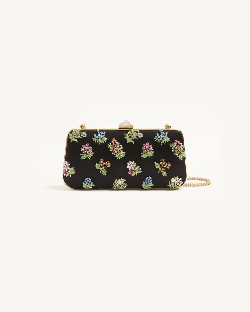 Valentino Garavani Carry Secrets Minaudiere Aus Satin Mit Blumenstickerei Frau SCHWARZ/MEHRFARBIG Schwarz