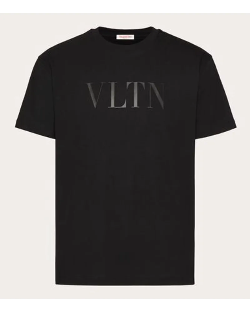 Valentino Garavani T-SHIRT aus BAUMWOLLE mit RUNDHALSAUSSCHNITT und VLTN-PRINT Mann Schwarz