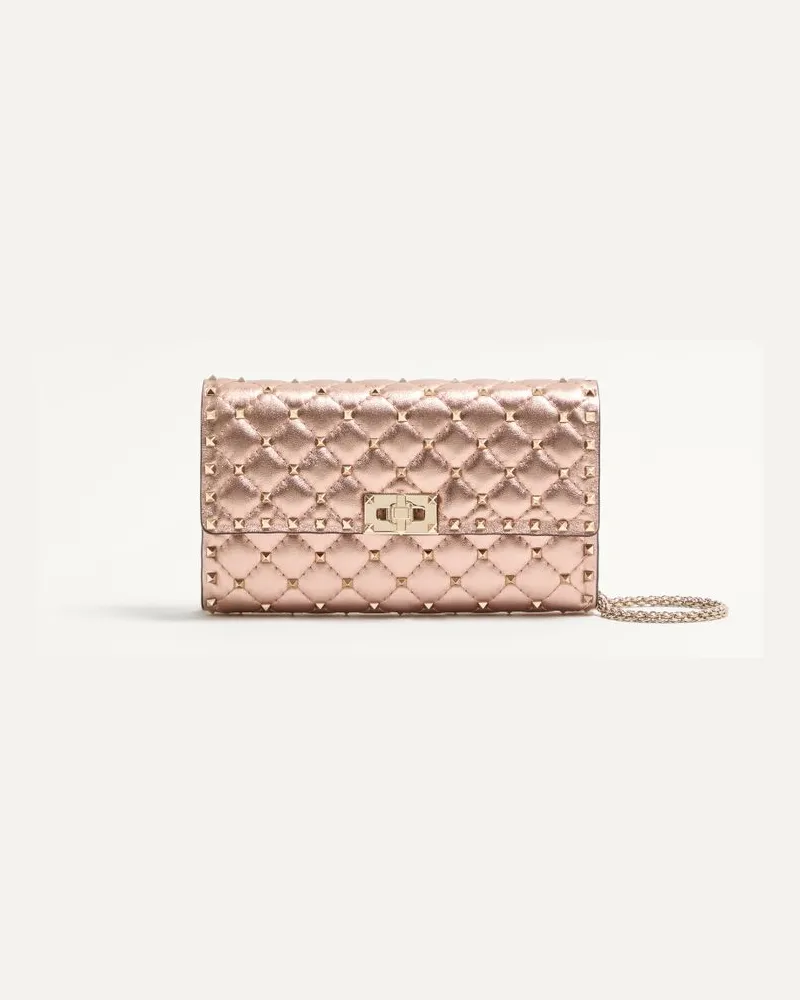 Valentino Garavani Valentino Garavani Rockstud Spike Schultertasche Aus Laminiertem Nappaleder Frau ROSE CANNELLE Rose