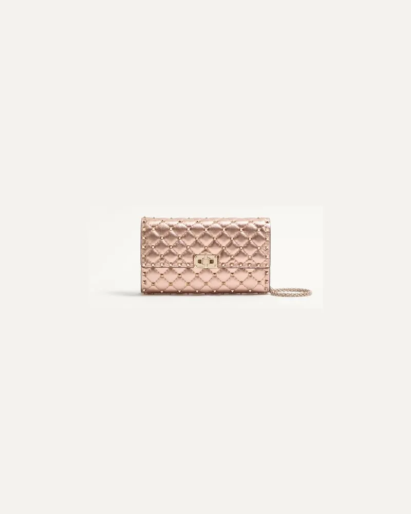 Valentino Garavani Valentino Garavani Rockstud Spike Schultertasche aus laminiertem Nappaleder Frau ROSE CANNELLE Rose
