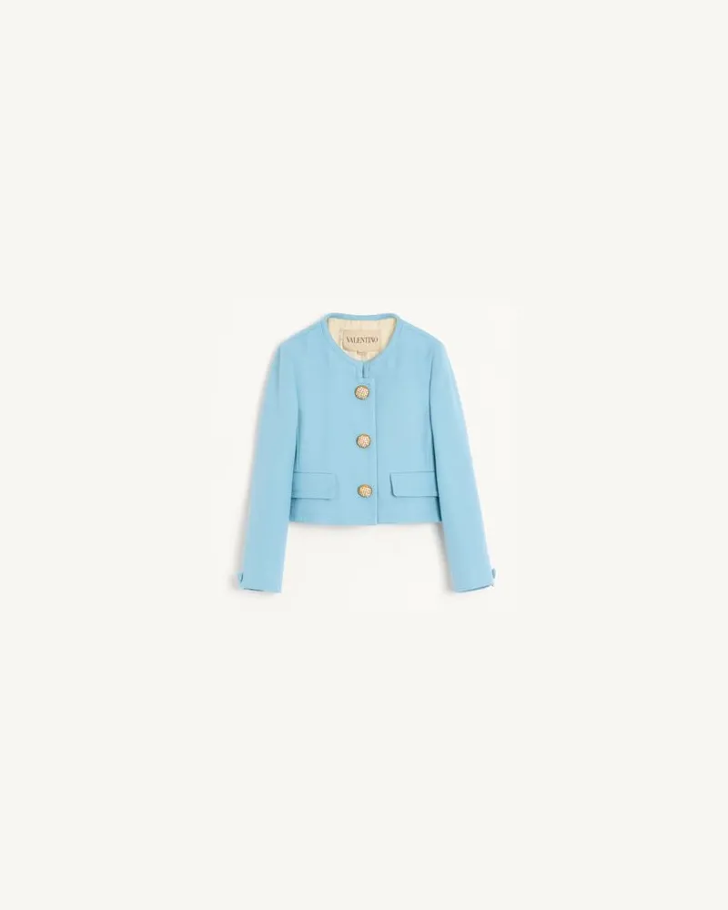 Valentino Garavani Kurze Jacke aus Canvas Frau PASTEL GREY Pastel