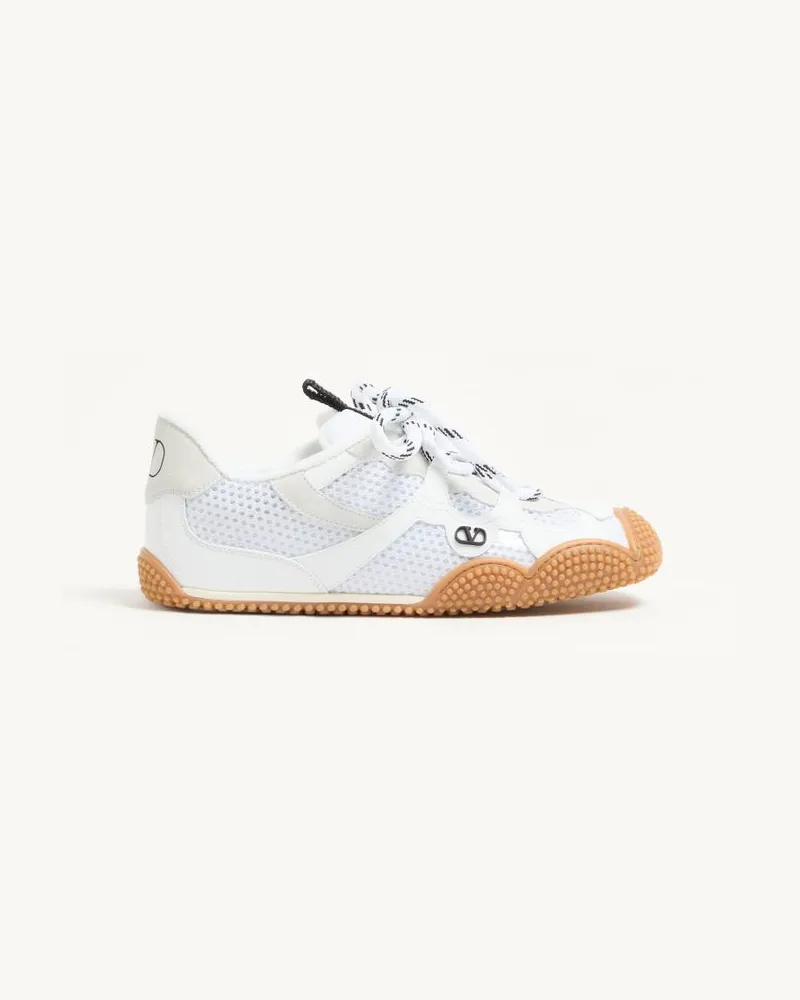 Valentino Garavani Amphibia Sneaker Aus Gummiertem Kalbsleder Und Spaltleder Frau WEIß Weiß