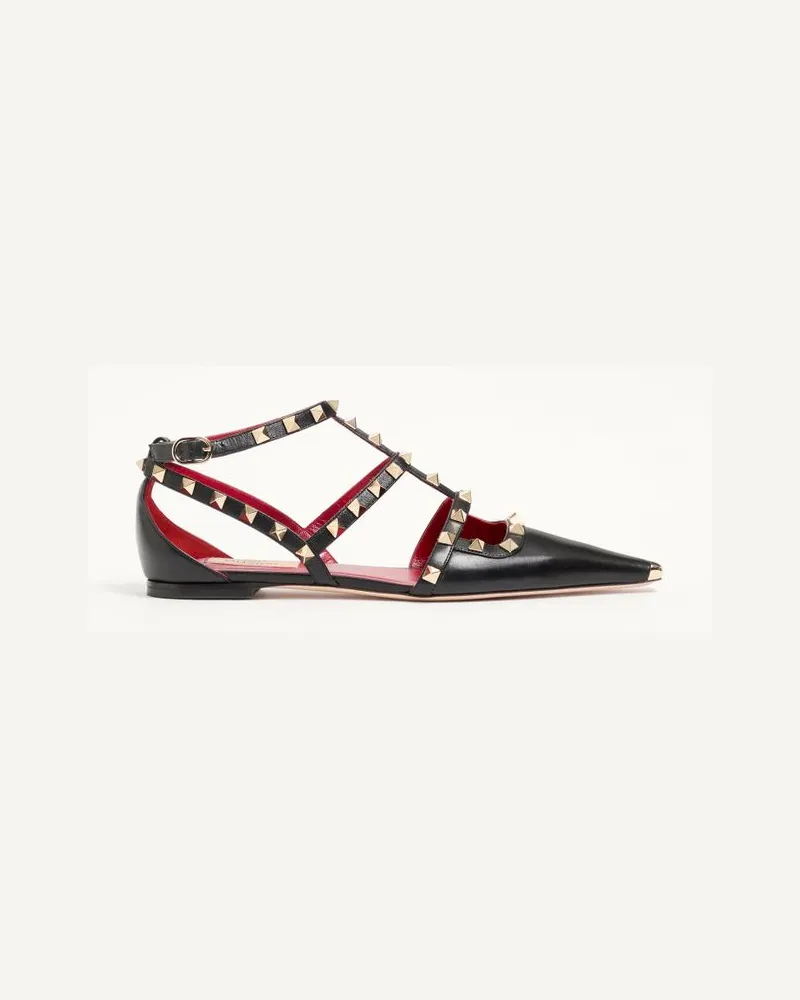 Valentino Garavani Rockstud Ballerinas aus Ziegenleder Frau SCHWARZ Schwarz