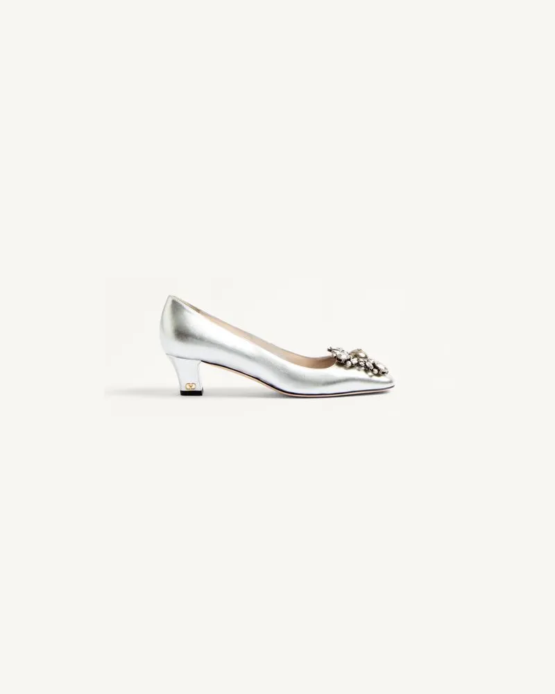 Valentino Garavani Preshoes Pumps Aus Beschichtetem Nappaleder Mit Kristallen, 45 Mm Frau SILBER/SILBER Silber
