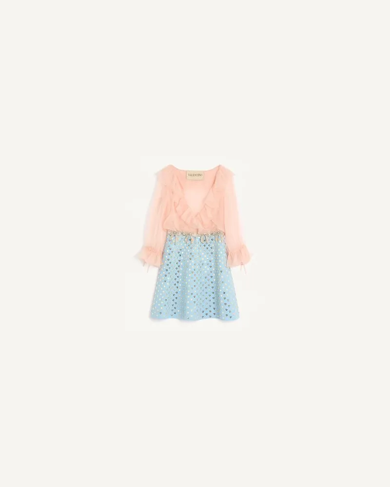 Valentino Garavani Besticktes Kurzes Crepe Couture Kleid Frau ROSE MIST/PASTEL GREY Rose