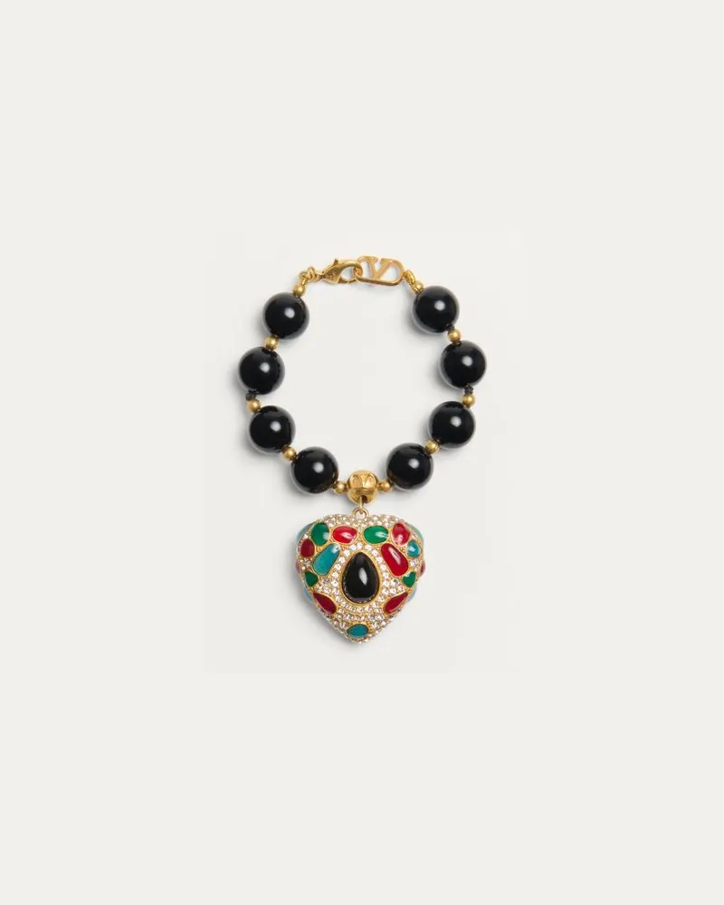 Valentino Garavani Coeur Royal Armband Aus Metall, Kunstharz, Emaille Und Swarovski® Kristallen Frau SCHWARZ Schwarz