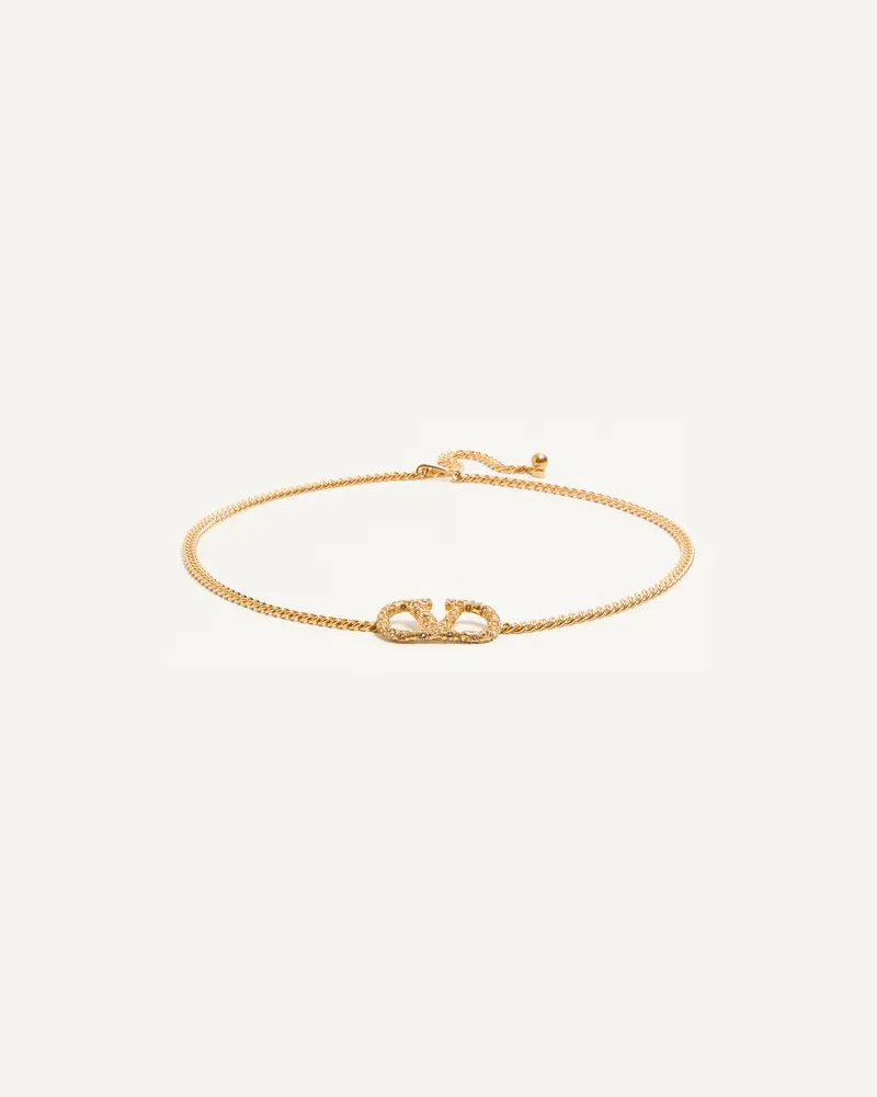 Valentino Garavani Vlogo Signature Kettengürtel Mit Kristallen Frau ANTIQUE BRASS Antique