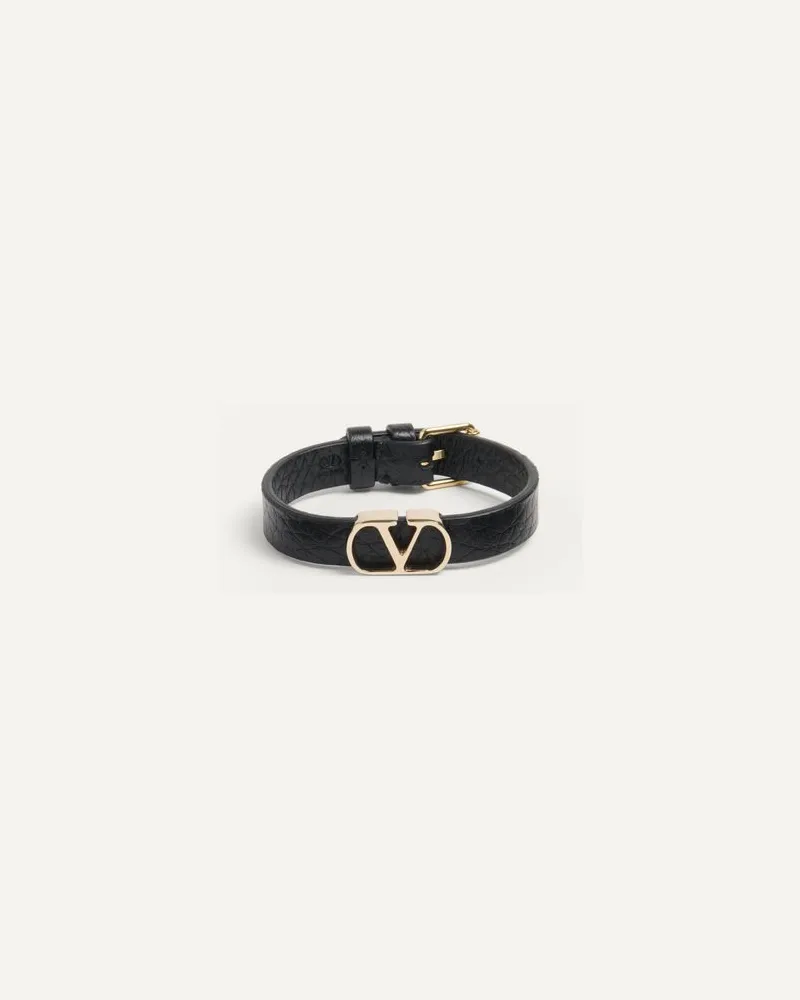 Valentino Garavani Vlogo Signature Armband Aus Genarbtem Kalbsleder Mann SCHWARZ Schwarz