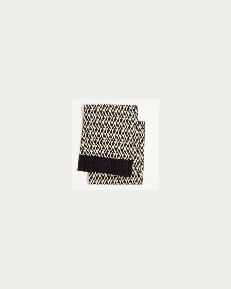 Valentino Garavani Toute La V Schal Aus Gestrickter Wolle Mann SCHWARZ/CREME Schwarz