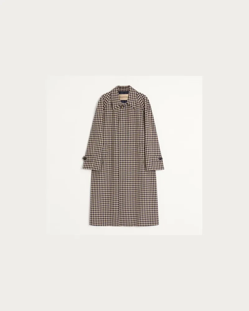 Valentino Garavani Einreihiger Mantel Aus Baumwolle Und Wolle Mit Vichy-Muster Mann MARINEBLAU/BEIGE Marineblau