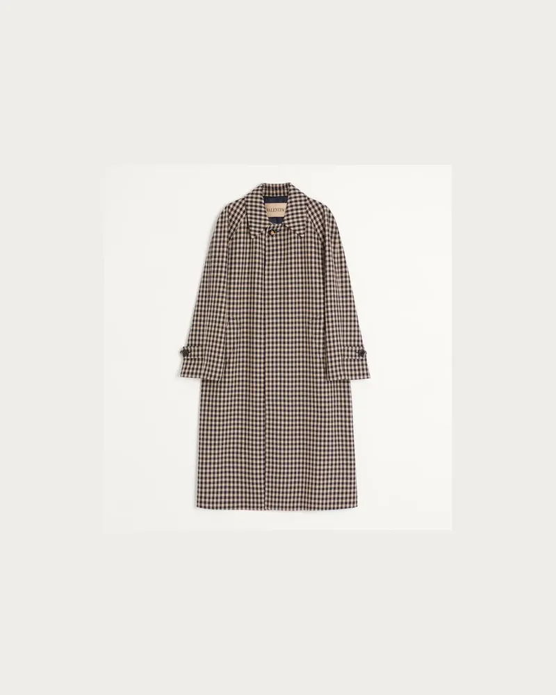 Valentino Garavani Einreihiger Mantel Aus Baumwolle Und Wolle Mit Vichy-Muster Mann MARINEBLAU/BEIGE Marineblau