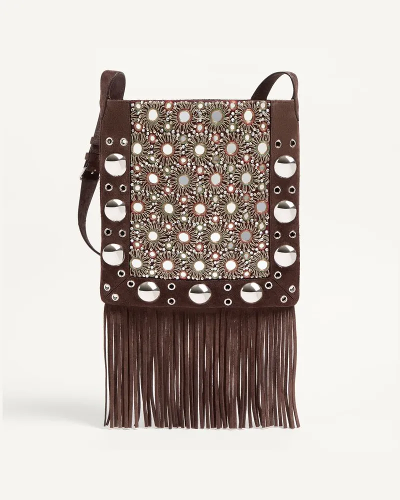 Valentino Garavani Valentino Garavani Nellcôte Schultertasche Mit Stickerei Und Fransen Frau MULTICOLOR/TESTA DI MORO Multicolor