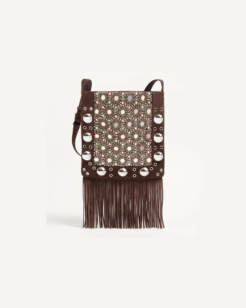 Valentino Garavani Valentino Garavani Nellcôte Schultertasche Mit Stickerei Und Fransen Frau MULTICOLOR/TESTA DI MORO Multicolor