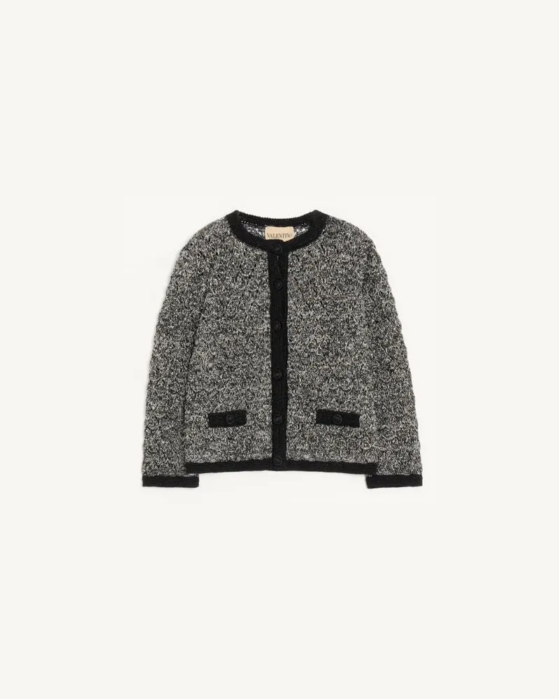 Valentino Garavani Strickjacke Aus Leinen Und Lurex Frau SCHWARZ/ELFENBEIN Schwarz