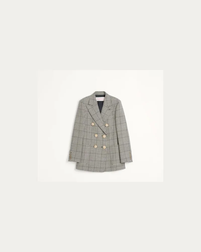 Valentino Garavani Wollblazer Mit Hahnentrittmuster Frau ELFENBEIN/SCHWARZ Elfenbein