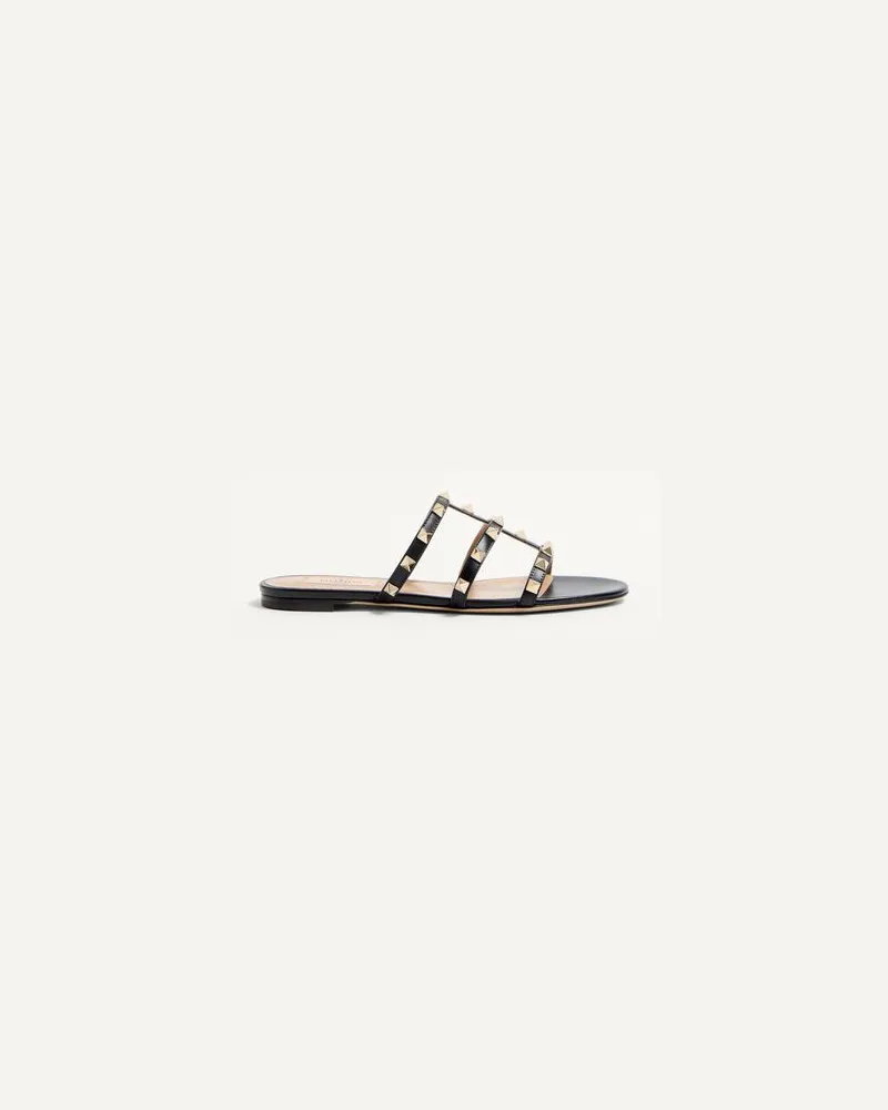 Valentino Garavani Flache Slider-Pantoletten Rockstud Frau SCHWARZ Schwarz