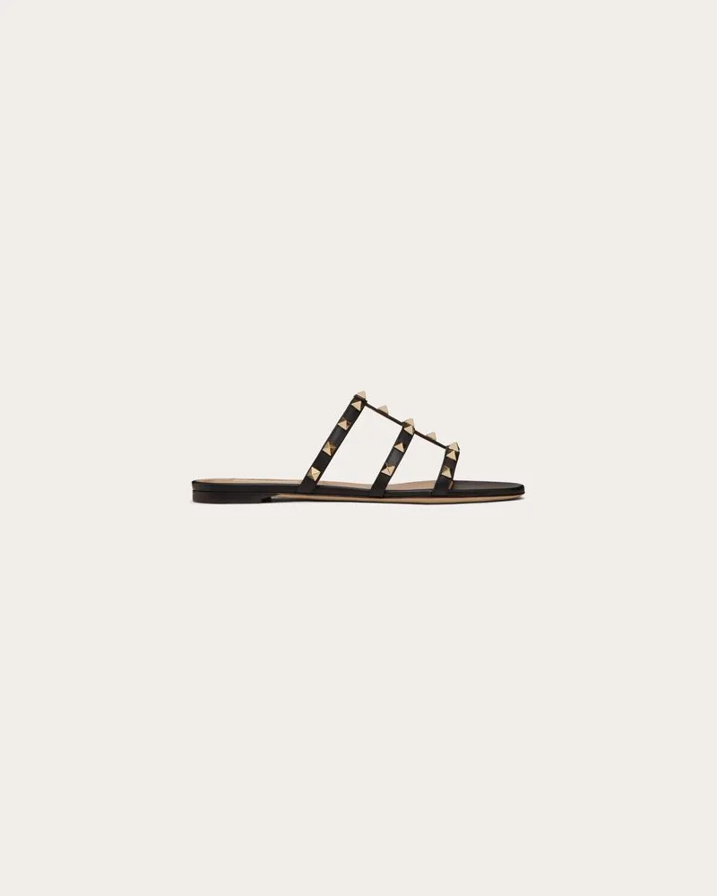 Valentino Garavani Flache Slider-Pantoletten Rockstud Frau SCHWARZ Schwarz