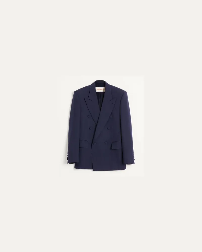Valentino Garavani Zweireihige Jacke Aus Wollgabardine Mann INDIGO Indigo