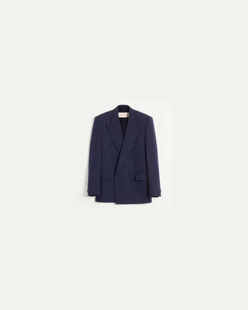 Valentino Garavani ZWEIREIHIGE JACKE AUS WOLLGABARDINE Mann INDIGO Indigo