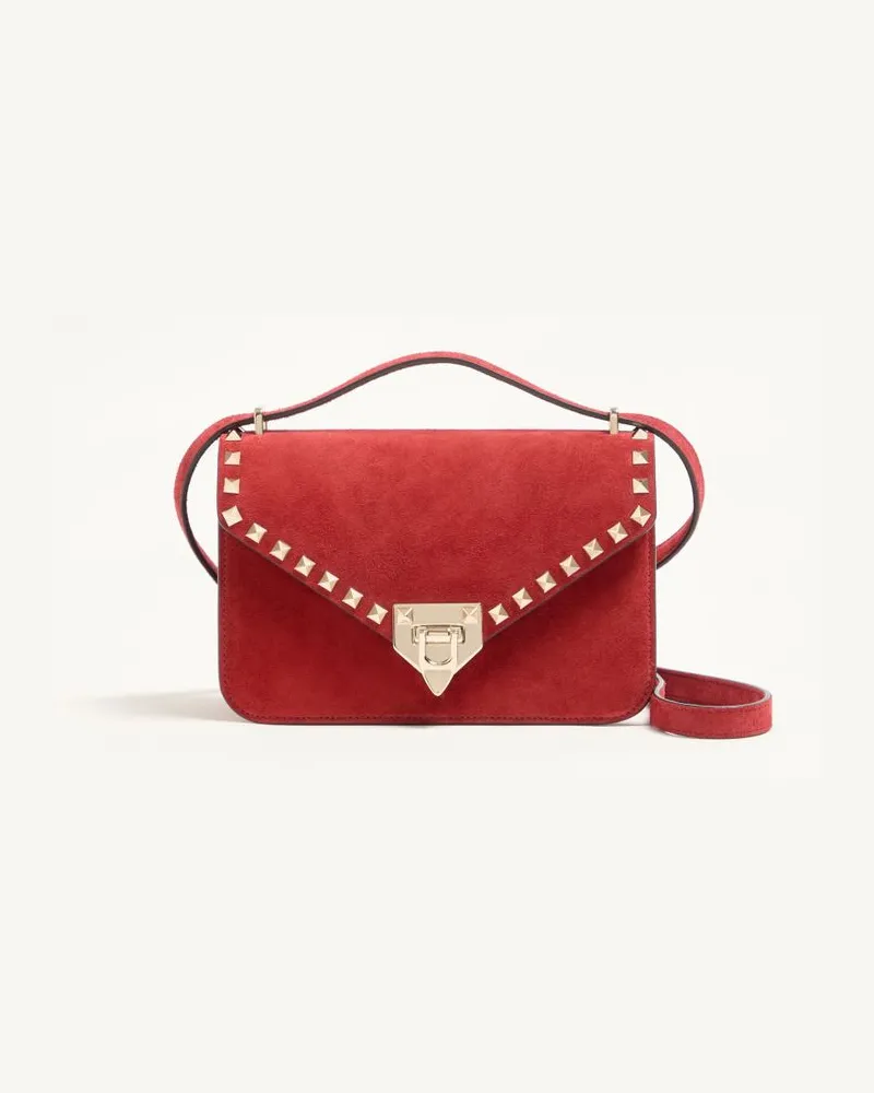 Valentino Garavani Kleine Valentino Garavani Rockstud Wildleder-Umhängetasche Frau ROT Rot