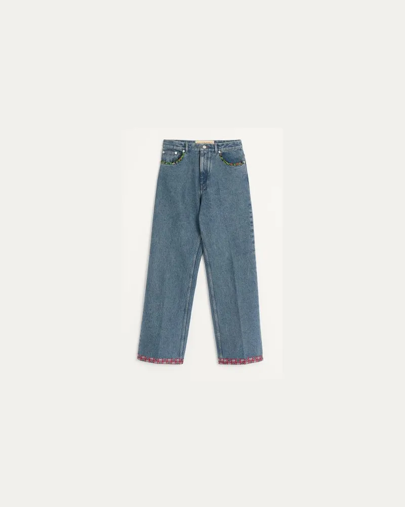 Valentino Garavani Jeans Mit Bedrucktem Saum Mann BLAU Blau