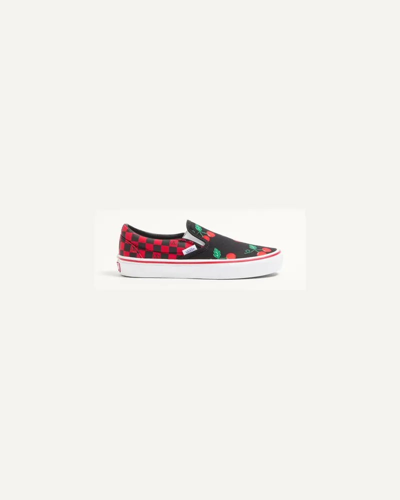 Valentino Garavani Valentino Garavani und Vans Slip-On-Sneaker aus Stoff mit Maxi-Cherryfic-Print und VLogo-Schachbrettmuster Frau ROT/SCHWARZ Rot