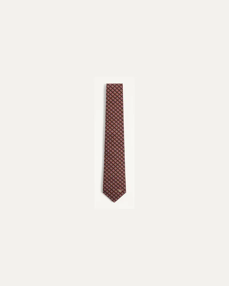 Valentino Garavani Valentie Jacquard-Krawatte aus Baumwolle mit Kammermuster und VLogo Signature-Detail Mann SCHWARZ/ORANGE Schwarz
