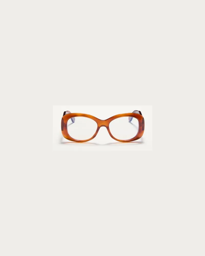 Valentino Garavani Rechteckige 70er-Acetatbrille unisex BEIGE Beige