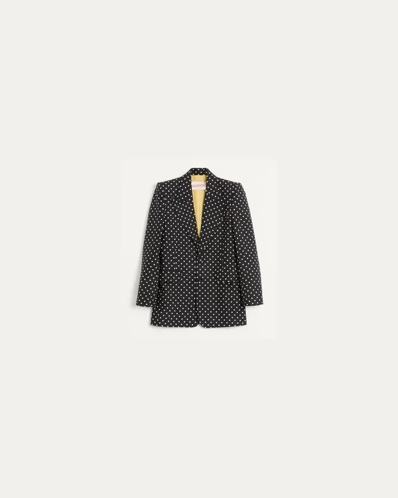 Valentino Garavani EINREIHIGE JACKE aus SHANTUNG-SEIDE mit PLUSDEPOIS-PRINT Mann Schwarz