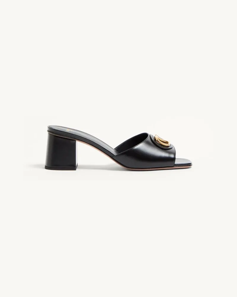 Valentino Garavani Vlogo Signature Slide Sandalen Aus Kalbsleder 60 Mm Frau SCHWARZ Schwarz