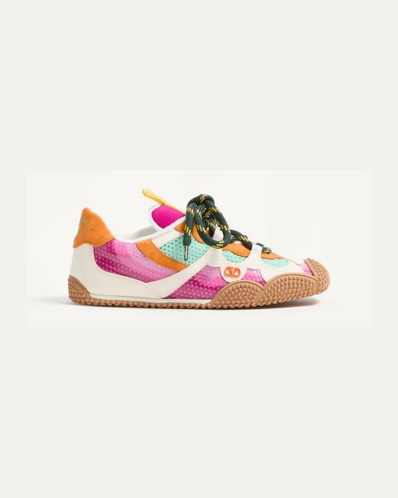 Valentino Garavani Amphibia Sneaker Aus Gummiertem Kalbsleder Und Spaltleder Frau FUCHSIE Fuchsie