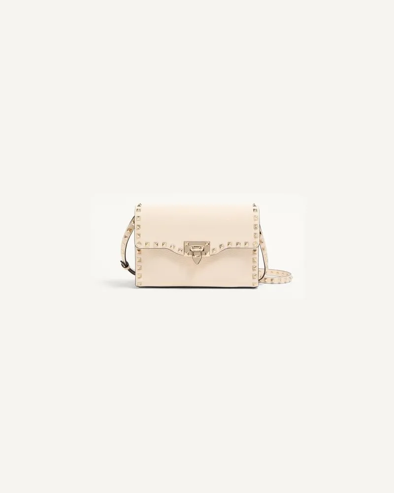 Valentino Garavani Kleine Crossbody Bag Rockstud Aus Gekörntem Kalbsleder Frau LIGHT IVORY Light