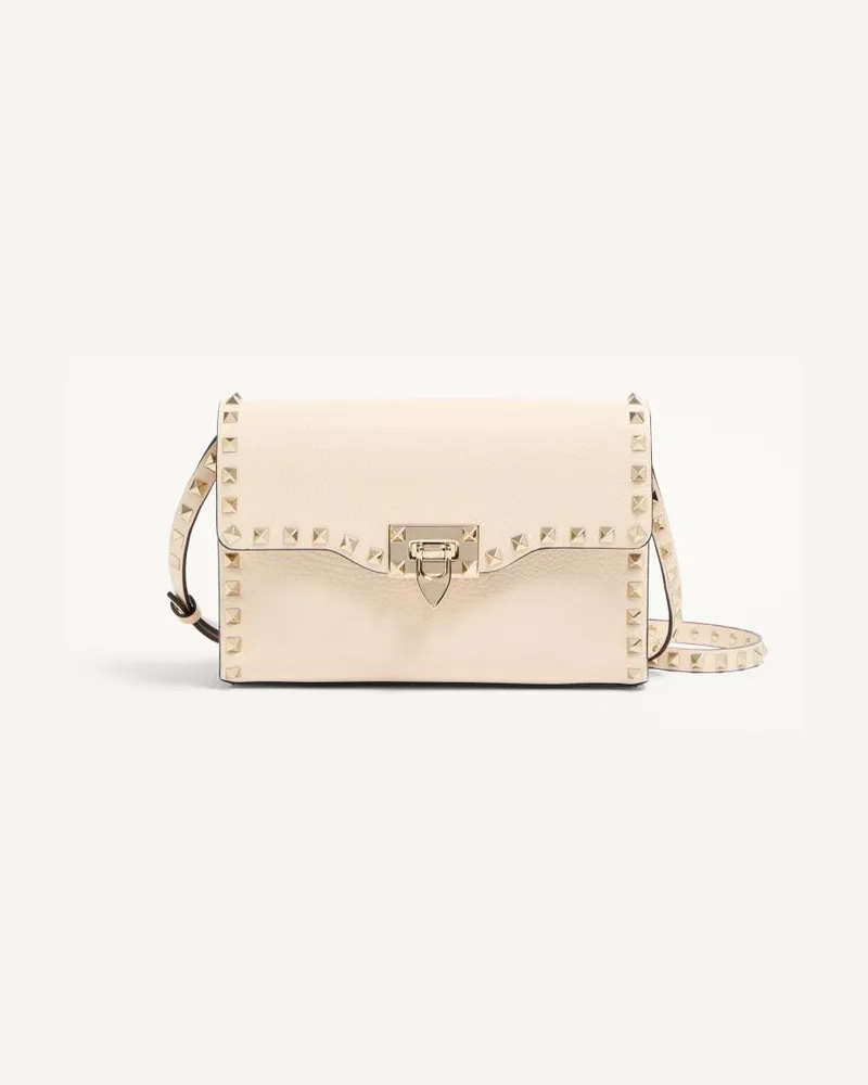 Valentino Garavani Kleine Crossbody Bag Rockstud Aus Gekörntem Kalbsleder Frau LIGHT IVORY Light